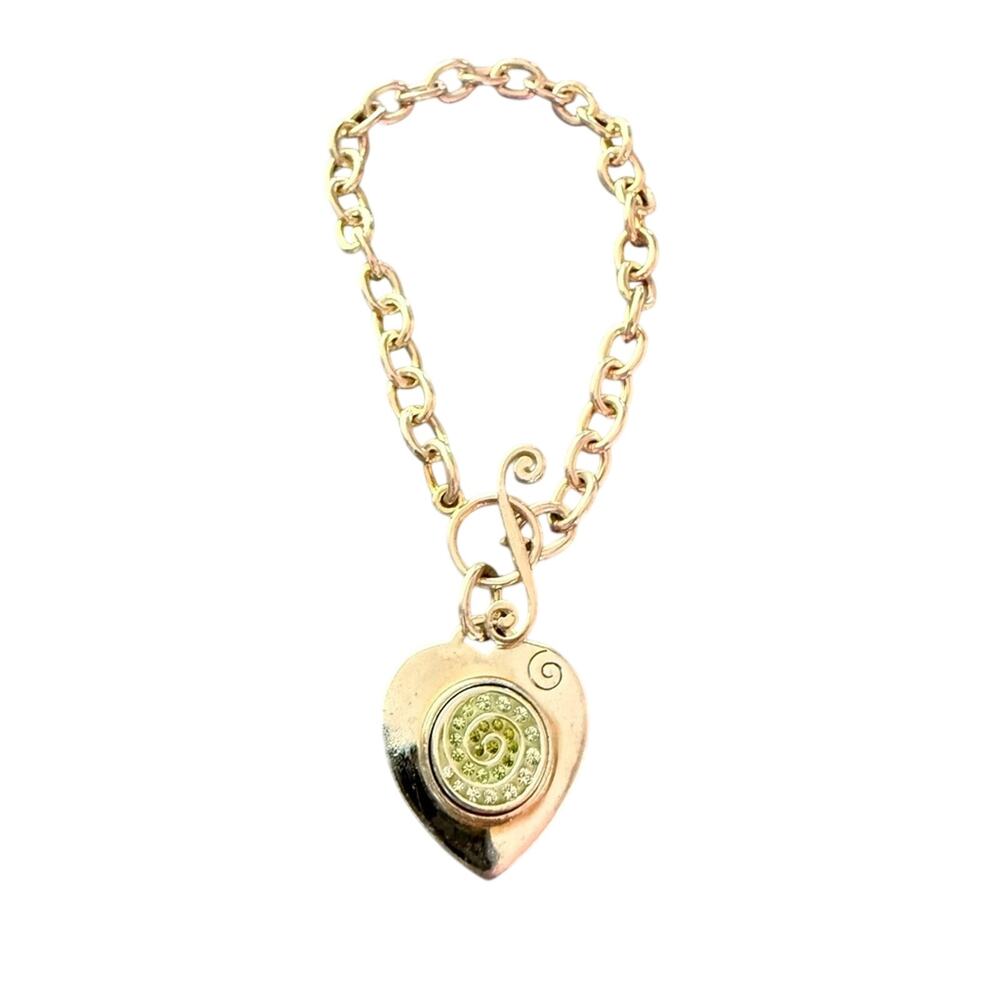 925 Sterling Silver Chainlink Heart Pendant Bracelet